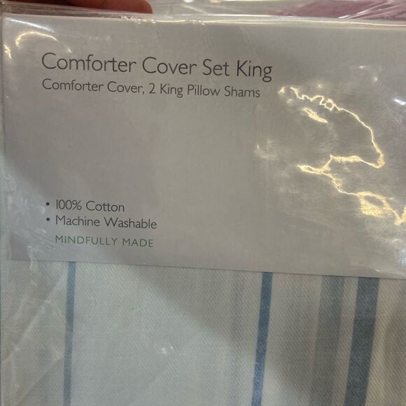 Sky Bristol Stripes King Duvet Set with 2 king Shams - Picture 8 of 9